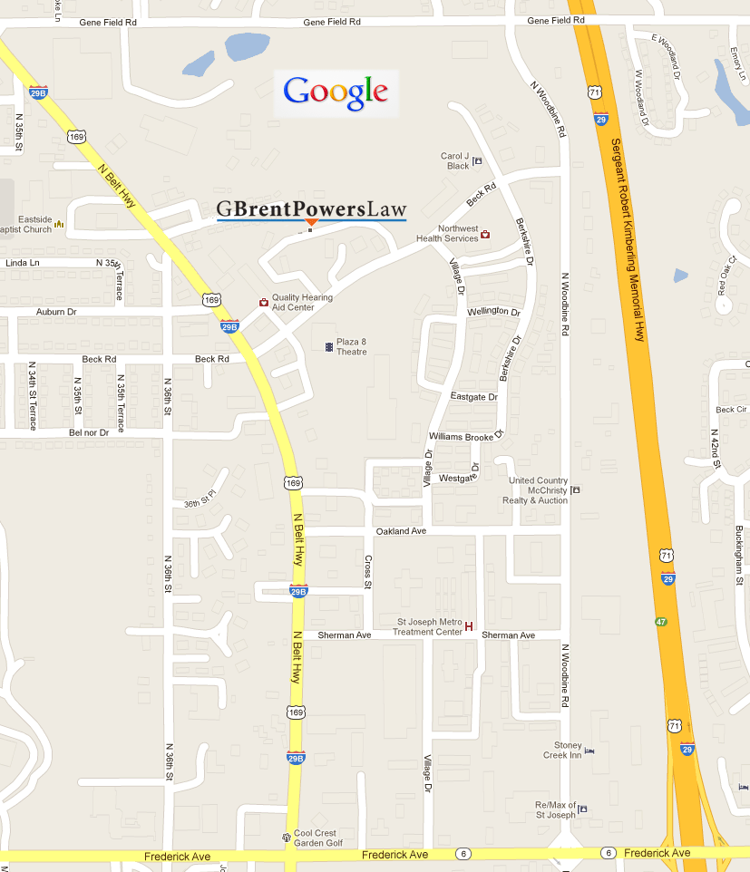 Google Map to G Brent Powers Law Office